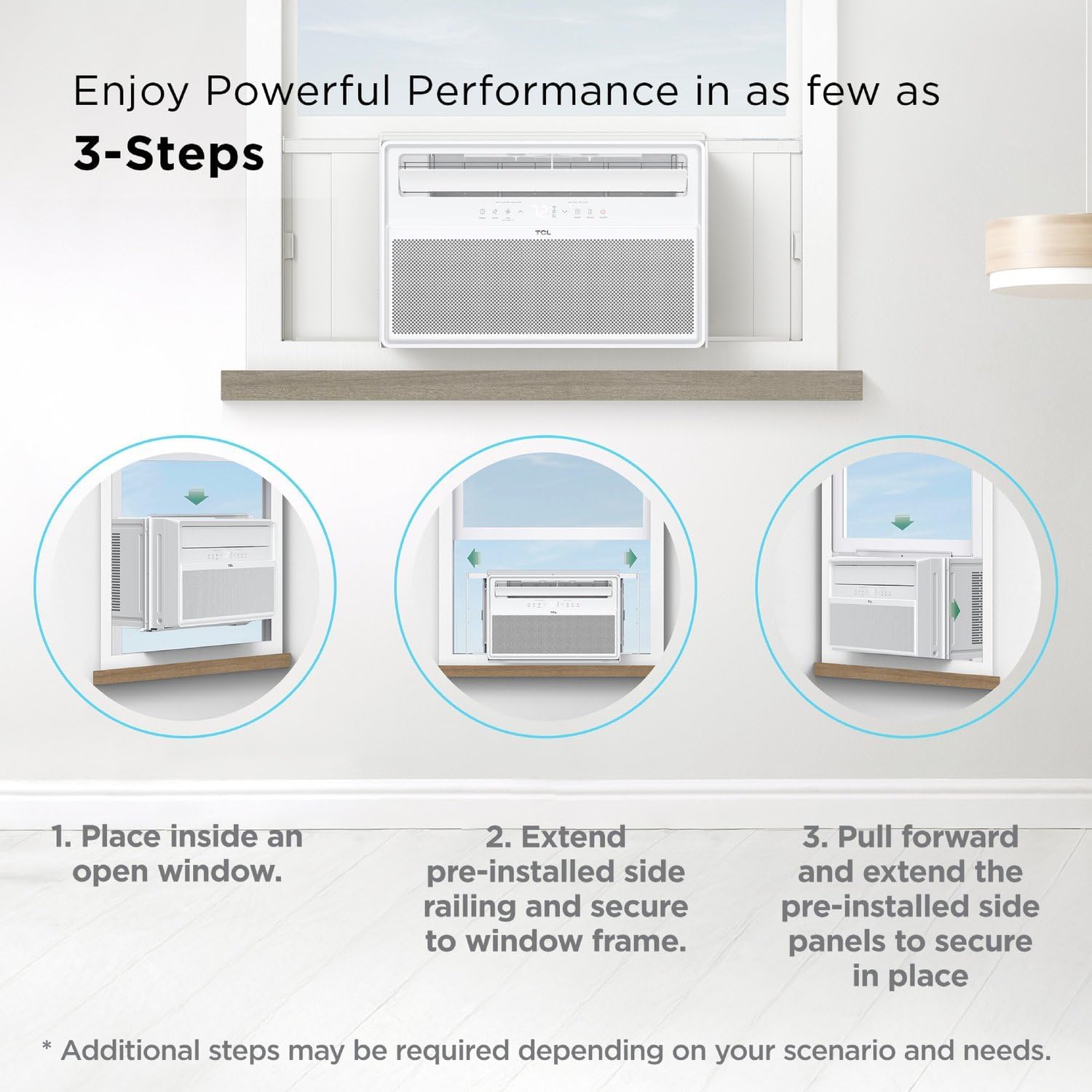 TCL 10000 BTU Q-Series Smart Inverter Window AC, Energy Efficient Air Conditioner with Fan, Dehumidifier, Remote Control & WiFi, Works with Smart Home Devices & TCL Home App, Cools up to 450 Sq. Ft.