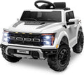 ENYOPRO 12V Licensed Ford F-150 Raptor Electric Car for Kids, Toddler Ride On Truck w/Remote Control, Kids Ride On Toys w/LED Lights, Bluetooth, Radio, Seat Belt, Soft Start, Rear Storage (White)