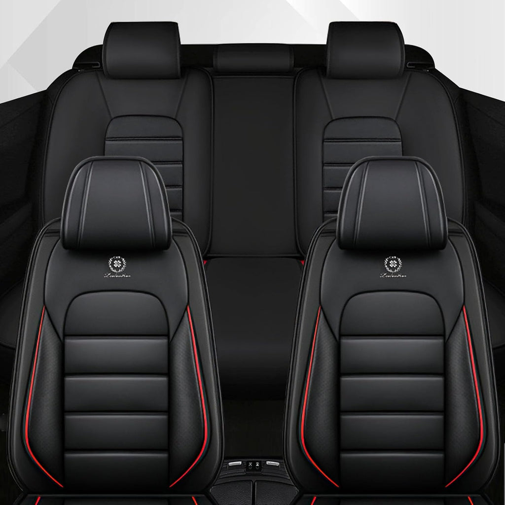 Car Seat Cover Fit for Mini Cooper 2002-2012,Compatible Airbag Non-Slip Waterproof Seat Cover,Car Seat Protector Premium Interior (Standard 5 Seats,Black Red)