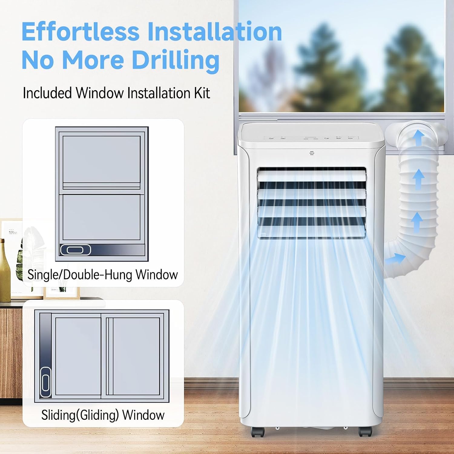 12000 BTU Portable Air Conditioner, 3-in-1 AC Unit with Dehumidifier & Fan Mode, Quiet Operation for Bedroom, Cools up to 550 sq.ft, 24-Hour Timer, Remote & Window Installation Kit Included