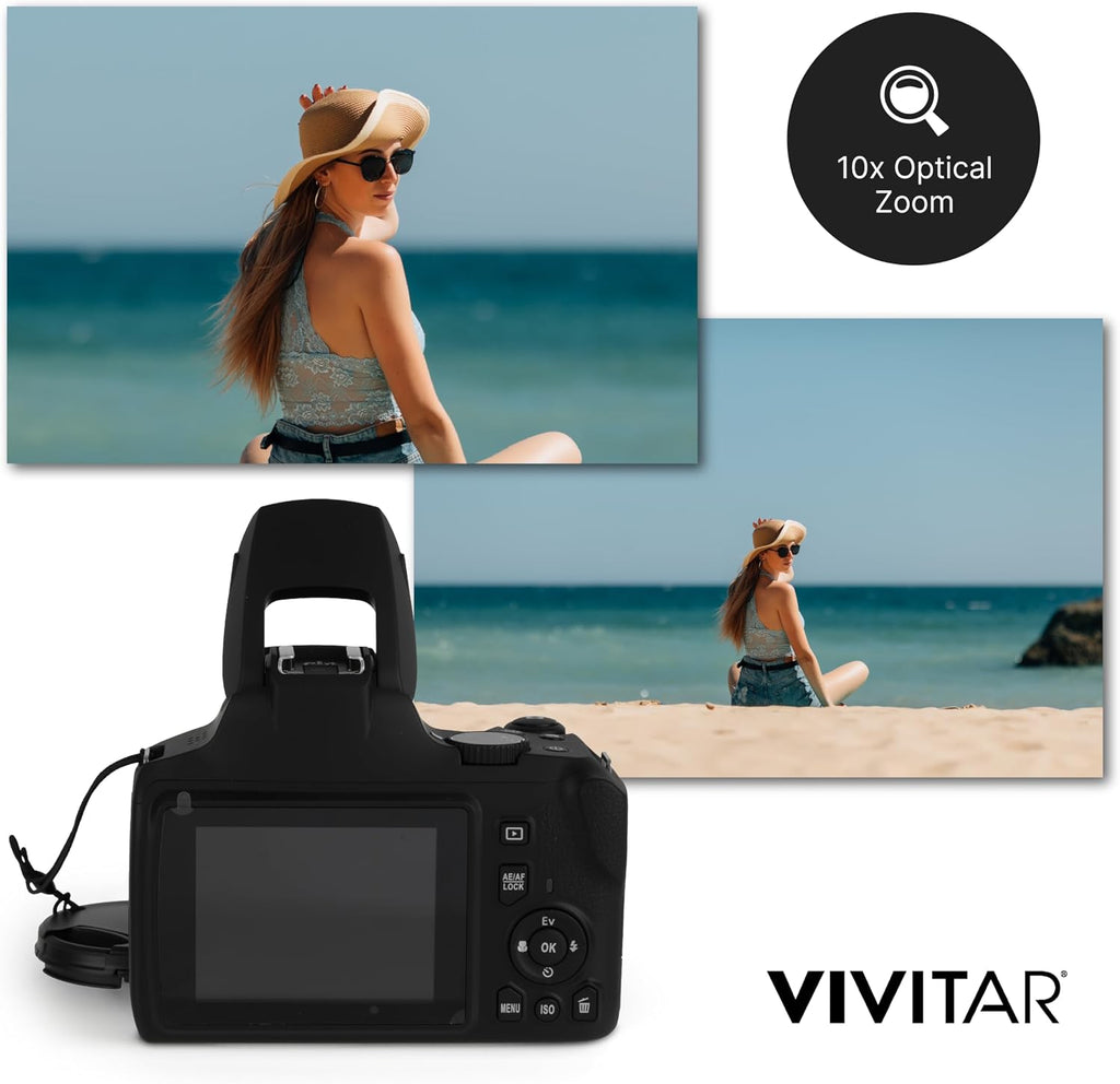 4K Digital Camera with 64 MP, 10x Optical Zoom, 3.0' LCD Display, LED Flash, Auto Focus, Macro Mode, 4K Video Recording, Memory Included, Photography and Vlog Camera