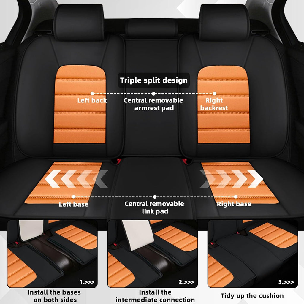 Car Seat Cover Fit for Jeep Wrangler 2000-2025,Compatible Airbag Non-Slip Waterproof Seat Cover,Car Seat Protector Premium Interior (Luxury 5 Seats,Black Orange)