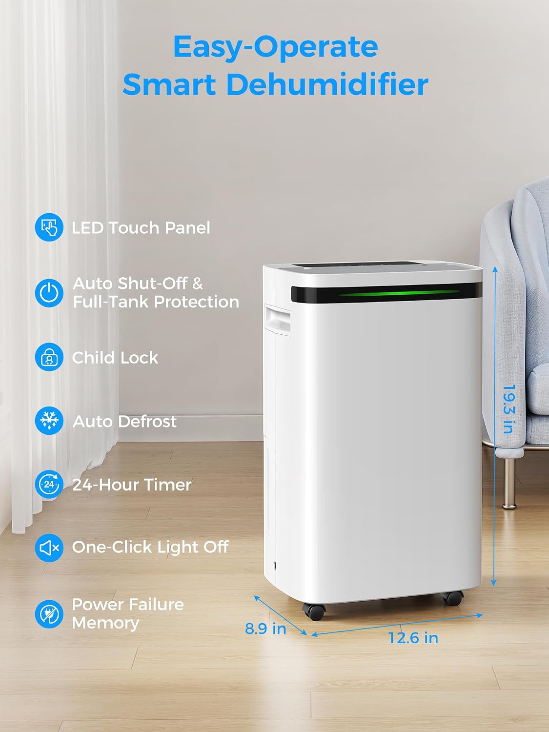 VEAGASO 4000 sq.ft Dehumidifiers for Basement, MAX 58 Pint Smart Compressor Dehumidifier with Drain Hose, Intelligent Humidistat, Dry Clothes, 24HR Timer, for Home, Large Room, Bathroom, Bedroom