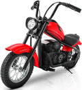 ELEMARA Electric Dirt Bike, 15 mph & 150lb Max, 24V Ride on Toy for Big Kids w/LED Lights & Power Display,Chain-Driven Motor,Twist-Grip Throttle,Shock Springs,Handbrake,12' Air-Filled Tires-Ruby