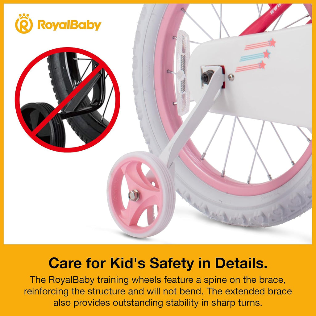 RoyalBaby Girls Bike with Training Wheels, Stargirl Kids Bicycle 14 Inch Toddlers to Big Kids 3-5 Years, Star Pink