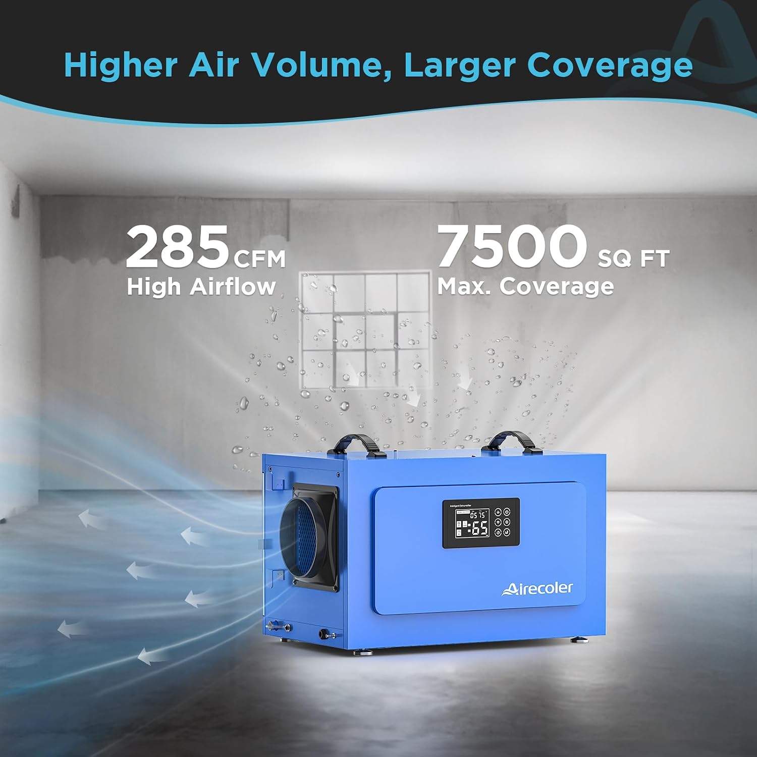 170 Pints Commercial Dehumidifier with Pump for Crawl Spaces & Basements with Drain Hose, Water Damage Restoration Dehumidifier Ideal for up to 7,500 sq ft Industrial and Job Sites