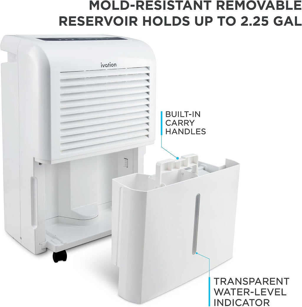 Ivation 4,500 Sq Ft Dehumidifier with Pump, Large Capacity Compressor Includes Programmable Humidity, Hose Connector, Auto Shutoff and Restart and Washable Filter (4,500 Sq Ft W/Pump)