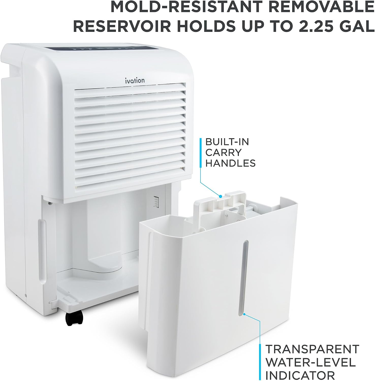 Ivation 4,500 Sq Ft Dehumidifier with Pump, Large Capacity Compressor Includes Programmable Humidity, Hose Connector, Auto Shutoff and Restart and Washable Filter (4,500 Sq Ft W/Pump)