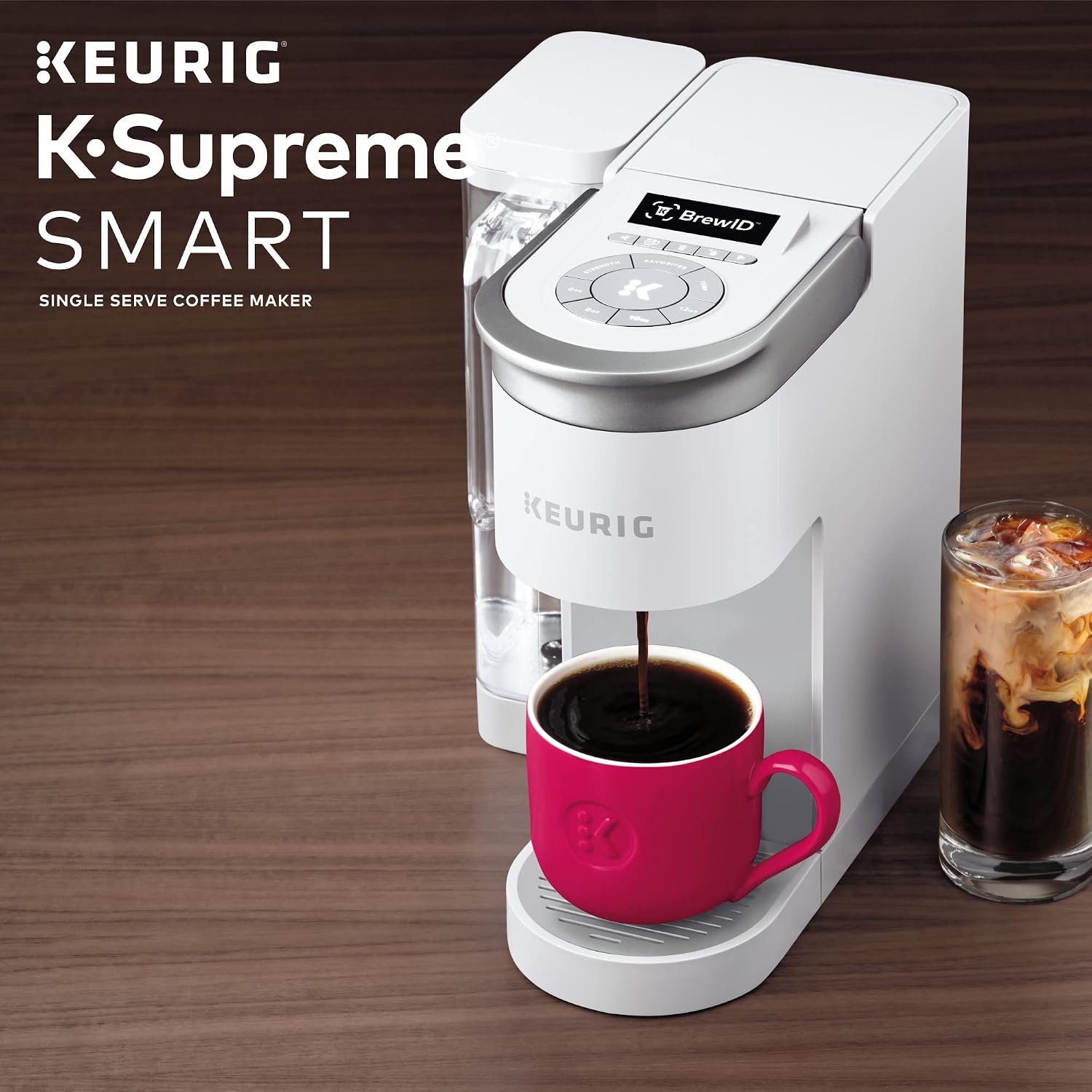 Keurig K-Supreme SMART Single Serve Coffee Maker With WiFi Compatibility, 4 Brew Sizes, And 66oz Removable Reservoir, Compatible with Alexa, White