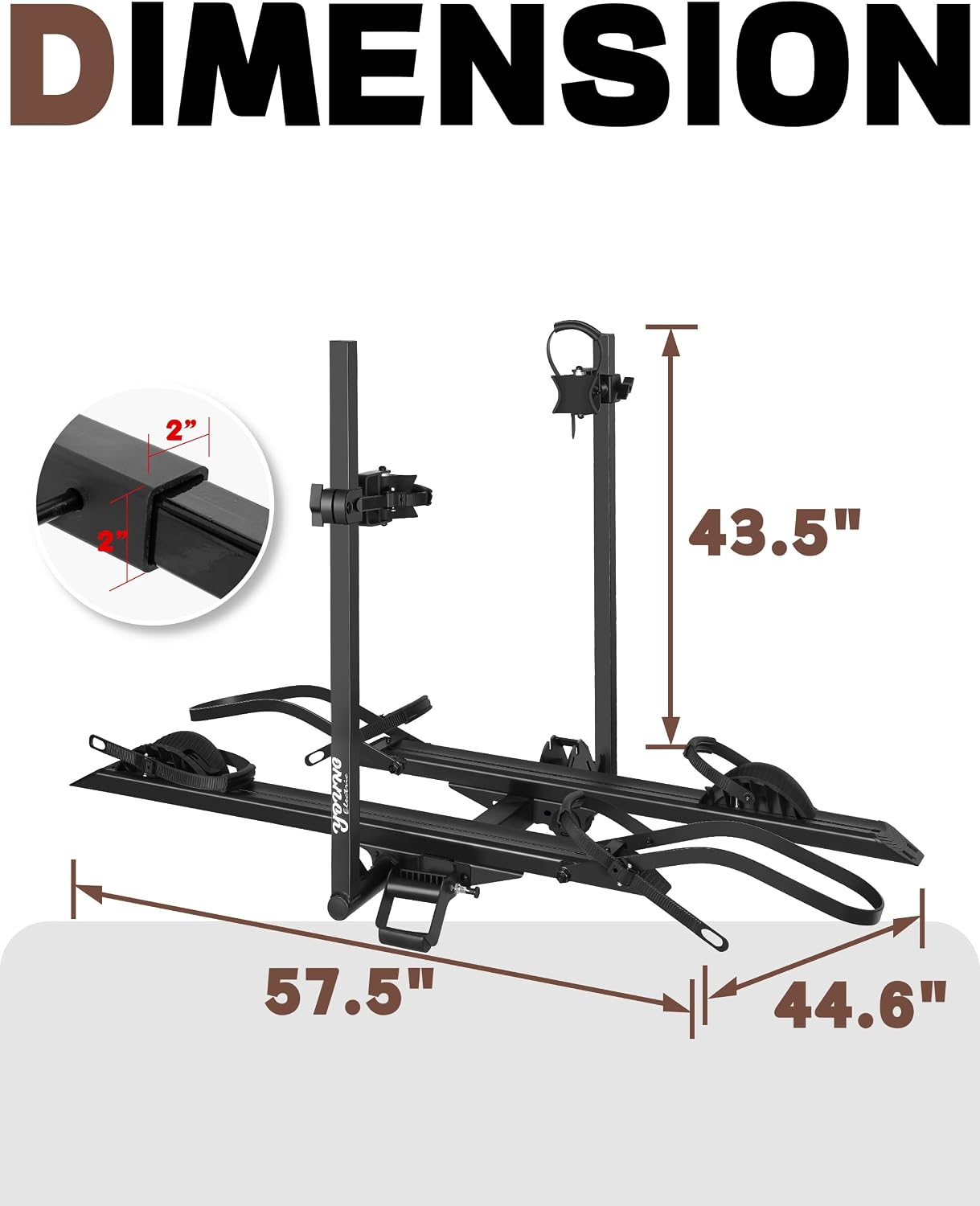 Young Electric Bike Rack for Car - Hitch Mount Ebike Rack 200 lbs Capacity E-Bike Carrier for Cars Trucks SUVs Minivans RV with 2'' Receiver, Foldable Bike Racks for Up to 5'' Fat Tire Bicycle