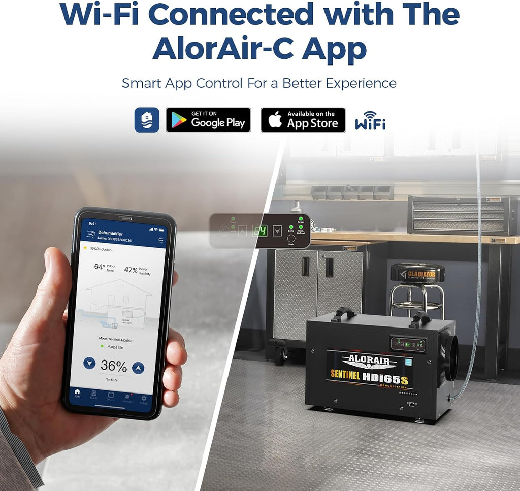 ALORAIR 120 PPD Energy Star Wi-Fi Dehumidifier for Crawl Space, Basement, and Commercial Use, APP Control with Pump and Hose, Compact Auto-Defrost Design