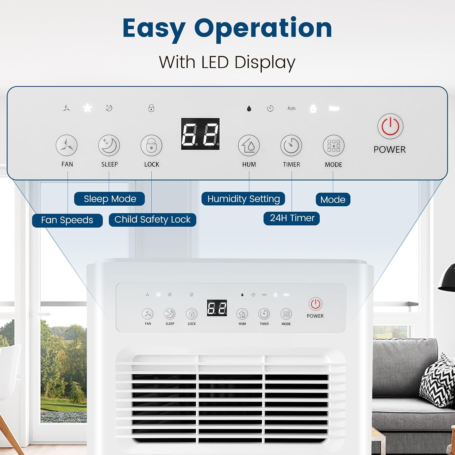 COSTWAY 2500 Sq. Ft Dehumidifier for Basement, 32 Pints Portable Quiet Dehumidifier for Bedroom Bathroom with Sleep Mode, 24H Timer, Auto Shut Off, Auto Defrost & Drain Hose (Yellow)