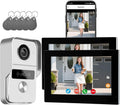 Wired Video Doorbell Apartment Intercom System, 1080P Doorbell Camera, 7-inch Touch Screen, Night Vision, Remote Unlock, Two-Way Intercom for Villa, Home, Office, with 1 Camera and 2 Monitors