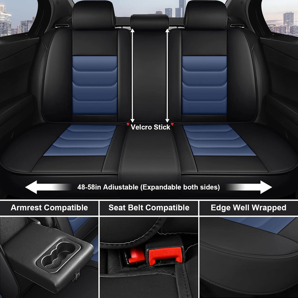 DHAEY Car Seat Covers for Buick Encore GX 2020-2026, Family Seat Covers, Nappa Leather, Wear-Resistant, Anti-Slip, Waterproof, 5PCS Full Set, Black Blue