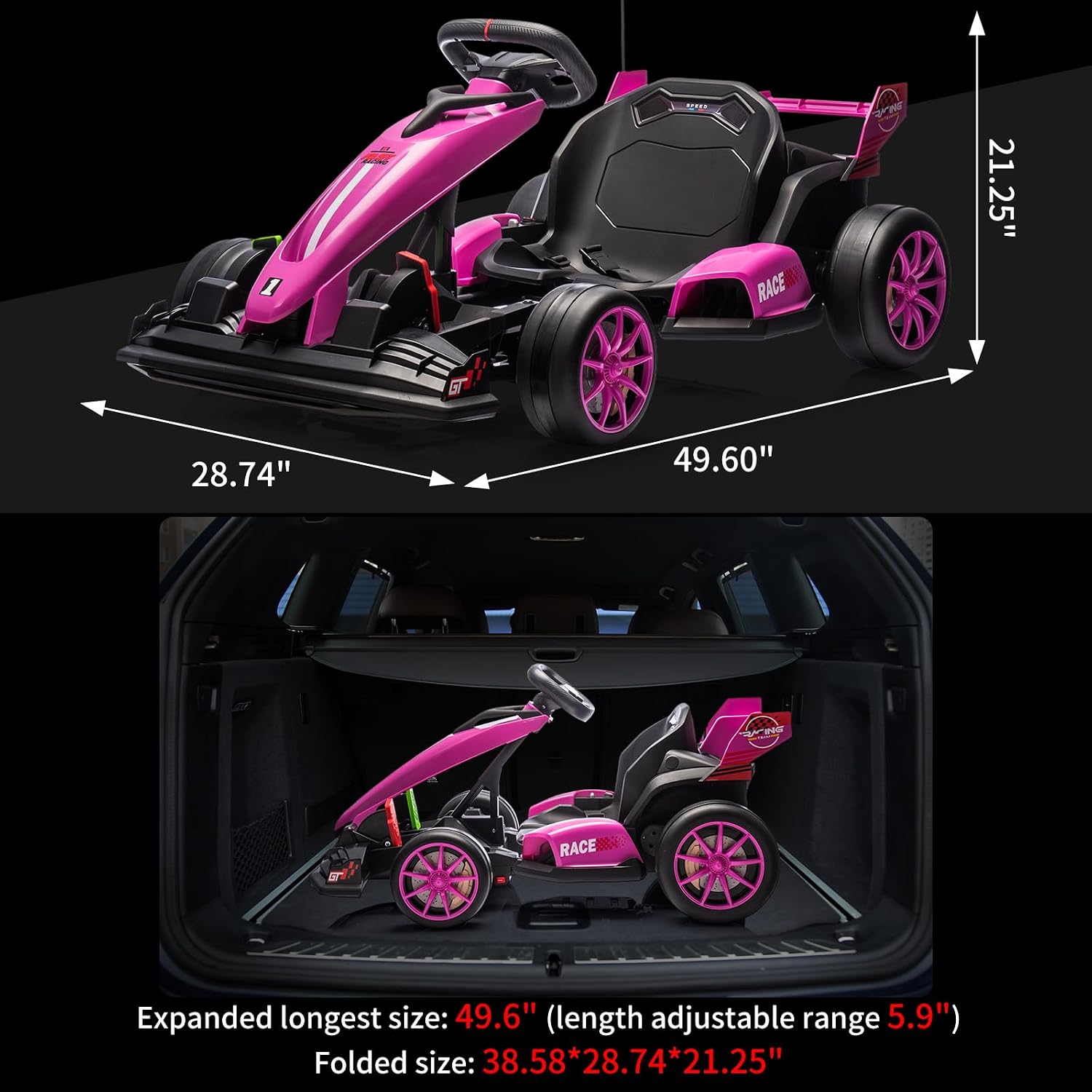 GarveeLife 24V Electric Drift Kart for Kids, Ride Car with Adjustable Seat & 8.5MPH Speed, EVA Silent Wheels, Parent-Safety Certified Ride-On Toy
