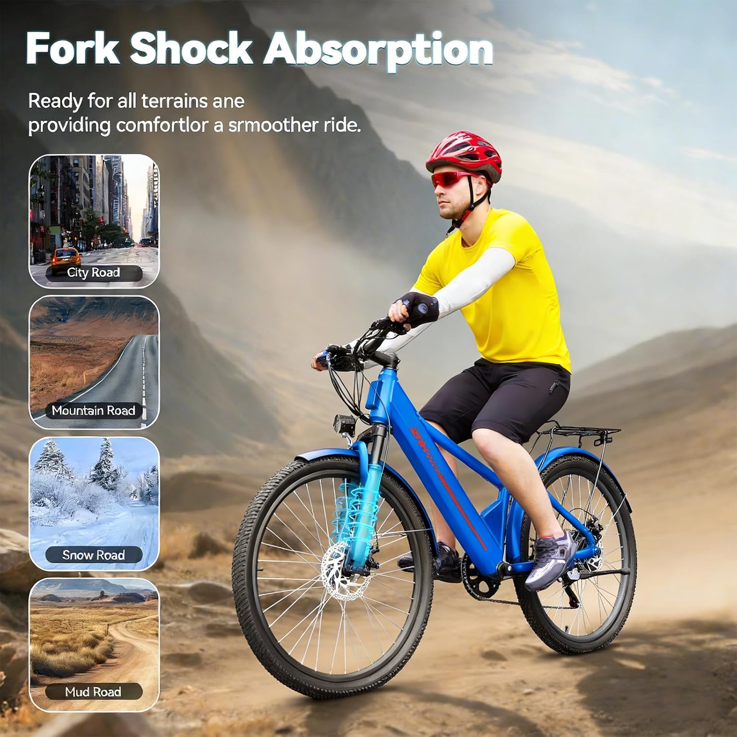 ZNH Electric Bike for Adults, 1000W Peak Motor 28MPH Mountain Ebike, 48V 13Ah Removable Battery Up to 65 Miles, 26' Electric Bicycle with 21-Speed Gear & Front Suspension, UL 2849 Certified