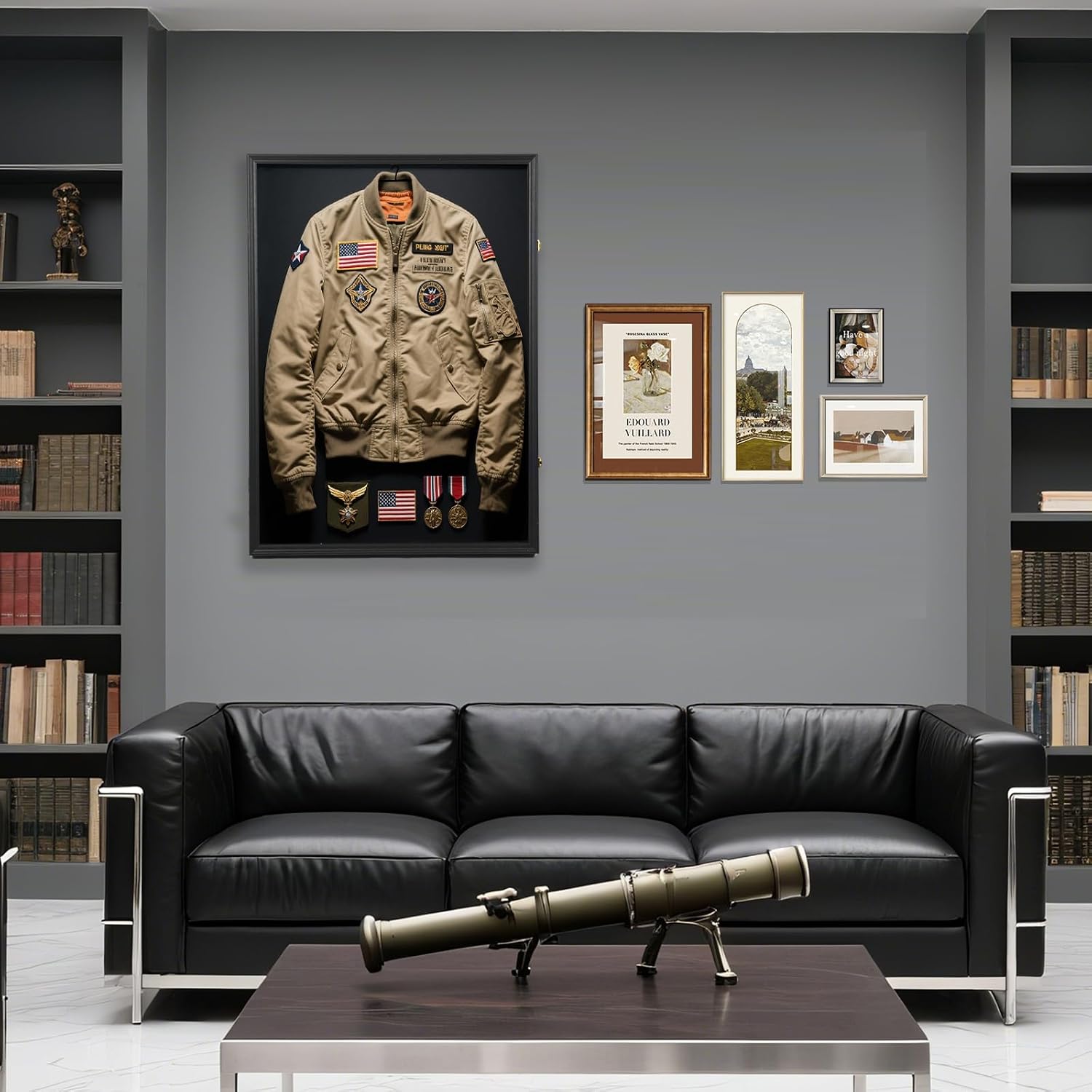 Military Uniform Shadow Box, Police Uniform Display Frame, Clear Acrylic Surface Shadow Box with Hanger and Lock for Military Uniforms, Jerseys, Hanging Badges and Medals Flag （35.82x25.59x2）