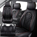 Fit for RAM 1500/2500/3500 2010-2026 Seat Covers, Fashion Sport Seat Cover with Waterproof Leather, Airbag Safe Design Seat Protector (5 Front Seat Standard, Black Red)