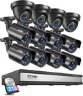 ZOSI 16CH 1080P Surveillance Cameras System 16 channel security video DVR and (8) Bullet Cameras (4) Dome Cameras with 2TB Hard Drive for Outdoor Indoor Security support motion detection remote access