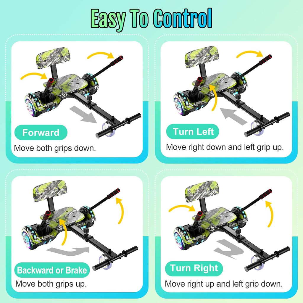 Scooter Seat Attachment, Scooter with Go Kart for Kids Boys Girls Adults, LED Lights, Bluetooth(Include Go-Kart)