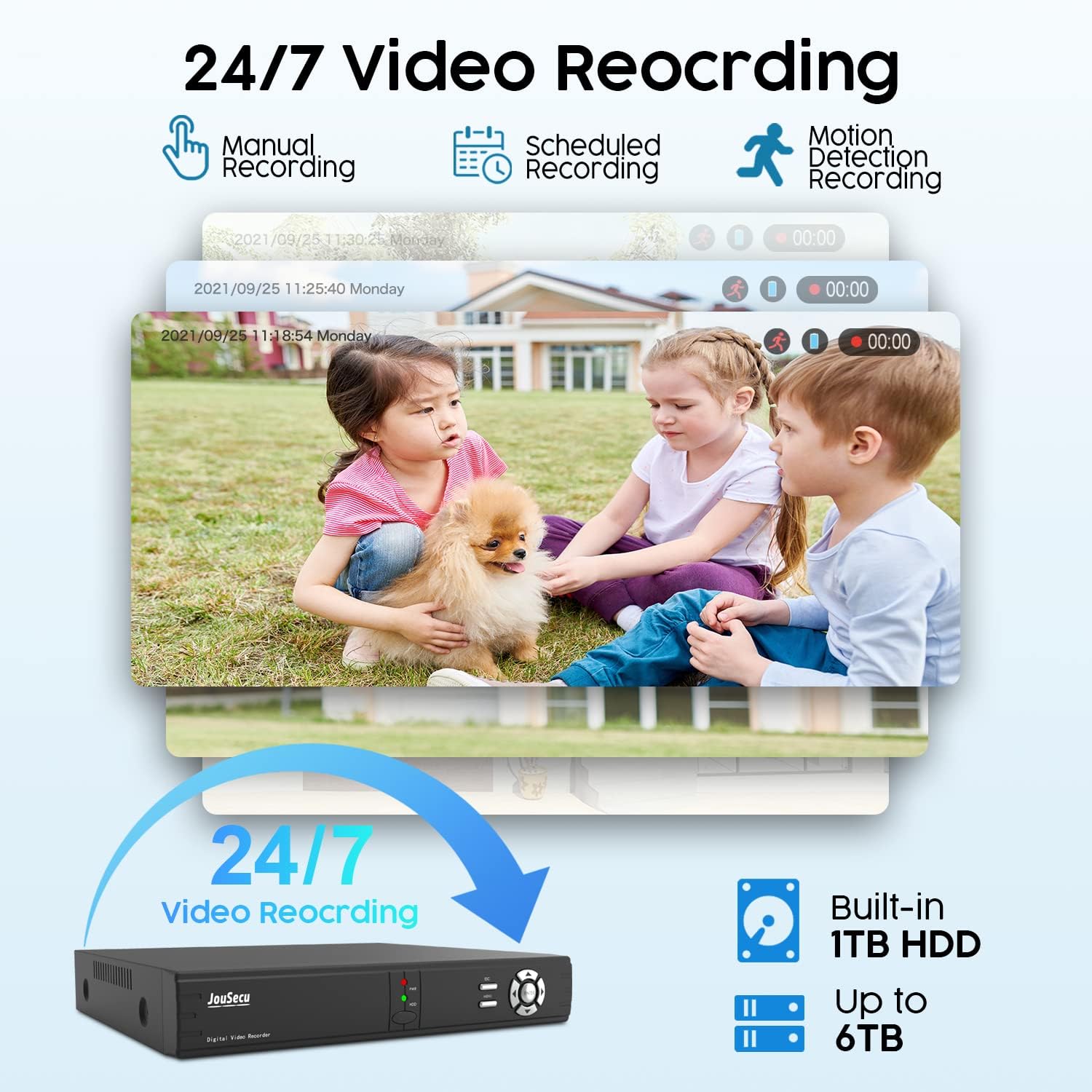 8CH Home Security Camera System with 1TB HDD, 5MP Lite DVR, 1080P Indoor/Outdoor Wired Surveillance CCTV, Day Night Vision Bullet Dome Cameras for 24-7 Recording, Motion Detection