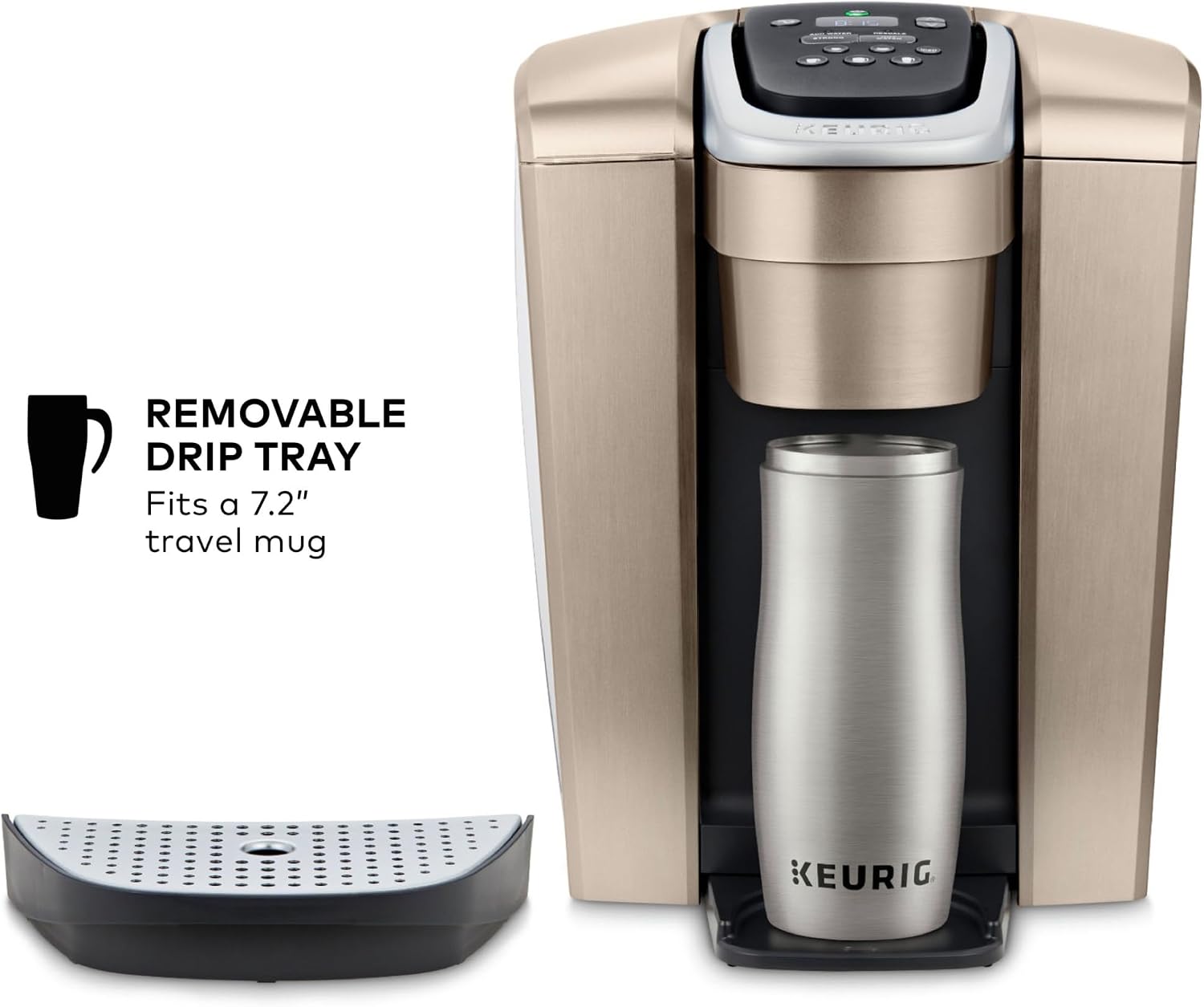 Keurig K-Elite Single Serve K-Cup Pod Coffee Maker, with Strength and Temperature Control, Iced Coffee Capability, 8 to 12oz Brew Size, Programmable, Brushed Gold