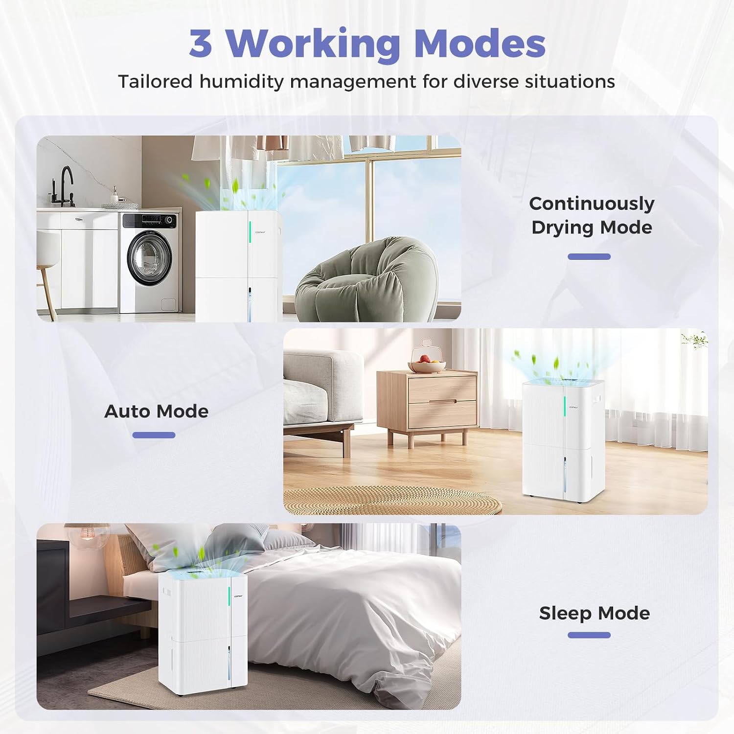 COSTWAY 74 Pints Dehumidifier for Basement, 6000 Sq.Ft Dehumidifier with 24H Timer, 3-Color Indicator, 1.2 Gallon Water Tank, Drain Hose & Wheels for Bathroom, Bedroom