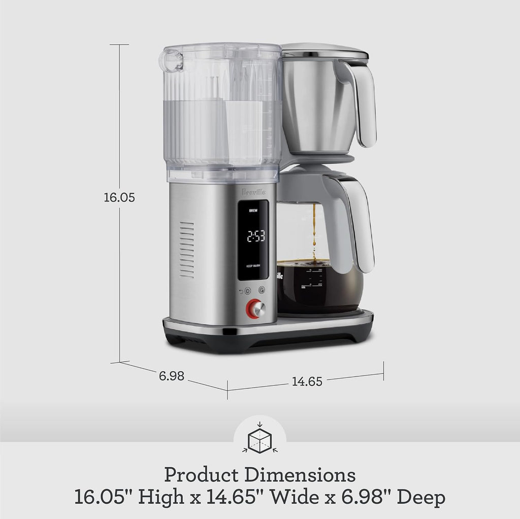 Breville Luxe Drip Coffee Machine BDC415BSS, Brushed Stainless Steel, Glass Carafe
