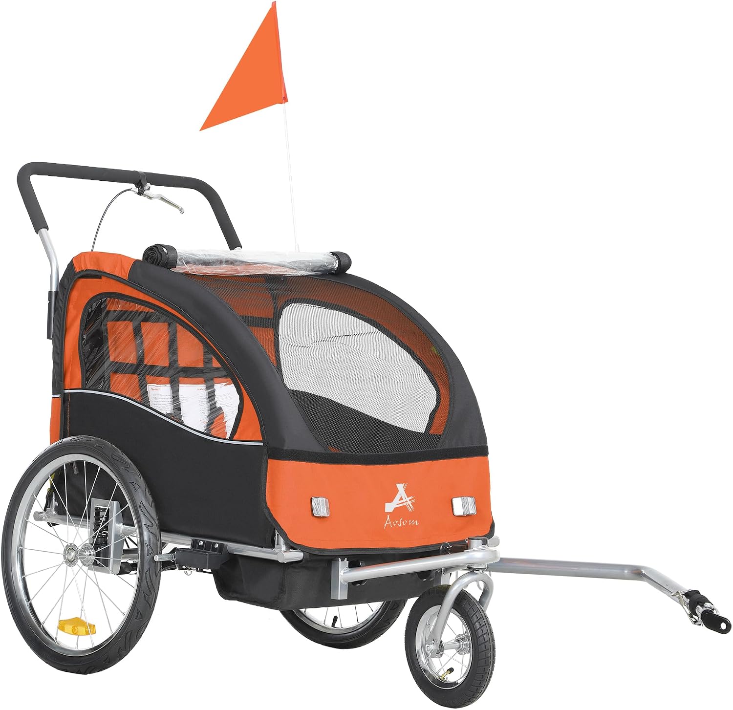 Aosom Elite 360 Swivel Bike Trailer for Kids Double Child Two-Wheel Bicycle Cargo Trailer with 2 Security Harnesses