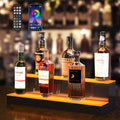 VEVOR LED Lighted Liquor Bottle Display, 2 Tiers 24 Inches, Supports USB, Illuminated Home Bar Shelf with RF Remote & App Control 7 Static Colors 1-4 H Timing, Acrylic Lighted Shelf for 12 Bottles
