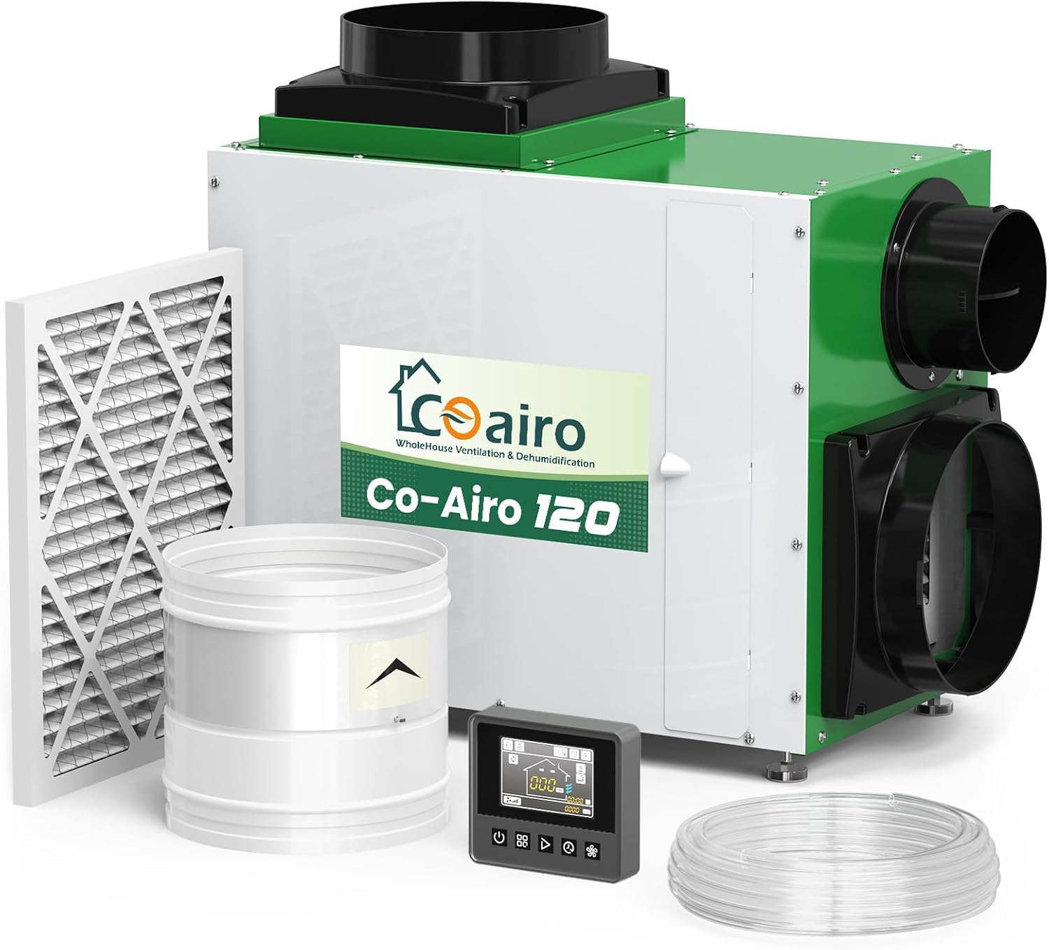 Whole House Dehumidifier 208 Pint, Crawl Space Dehumidifier with Controller Fresh Air Function and Drain Hose Up to 3000 sq. ft. for Grow Tent, Whole House, Commercial, Basement, Water Damage