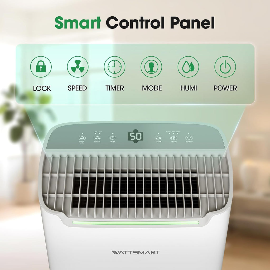 Dehumidifiers for Home with Drain Hose,75 OZ Water Tank, 4500 Sq.Ft 55 Pints Dehumidifiers for Basement, Bathroom, Bedroom, Three Modes, Smart Humidity Control, Dry Clothes, 24H Timer, White