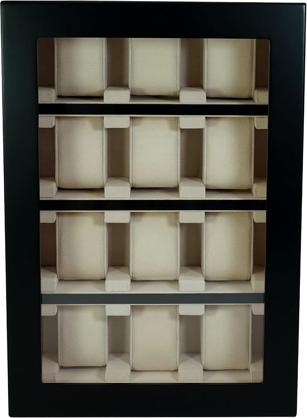 TIMELYBUYS 12 Piece Black Wood Watch Display Wall Hanging Case and Storage Organizer Box and Stand for Oversized Watches