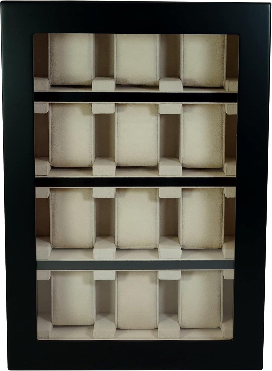 TIMELYBUYS 12 Piece Black Wood Watch Display Wall Hanging Case and Storage Organizer Box and Stand for Oversized Watches