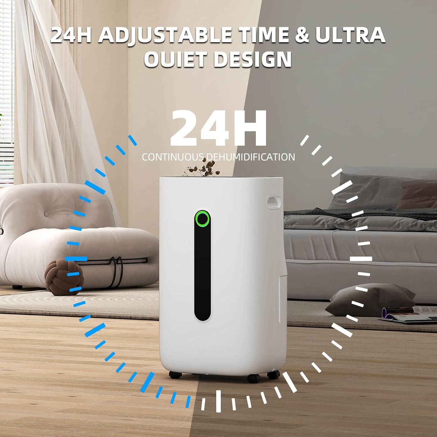 5,000 Sq.Ft 2025 Dehumidifier 80 Pint/Day Dehumidifier for Basement, Bedroom, Home, Bathroom, Smart Compressor Dehumidifier with Drain Hose, Intelligent Humidistat 24H Timer,Child Lock,Defrost,Silent