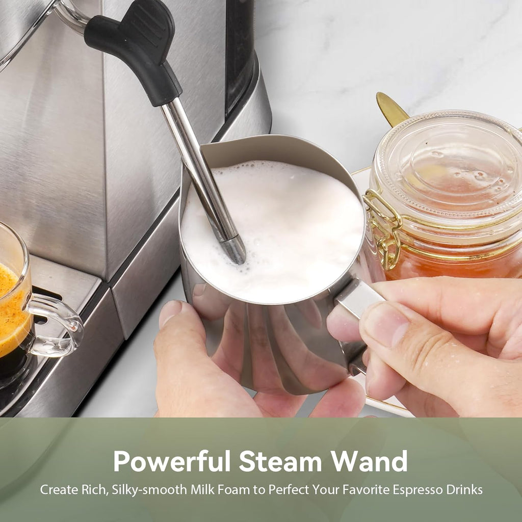 Gevi Commercial Espresso and Coffee Makers, Professional 20 Bar Espresso Maker with Milk Frother, Stainless Steel Expresso Coffee Machines for Home, Compact Cappuccino Machine, Great Gift