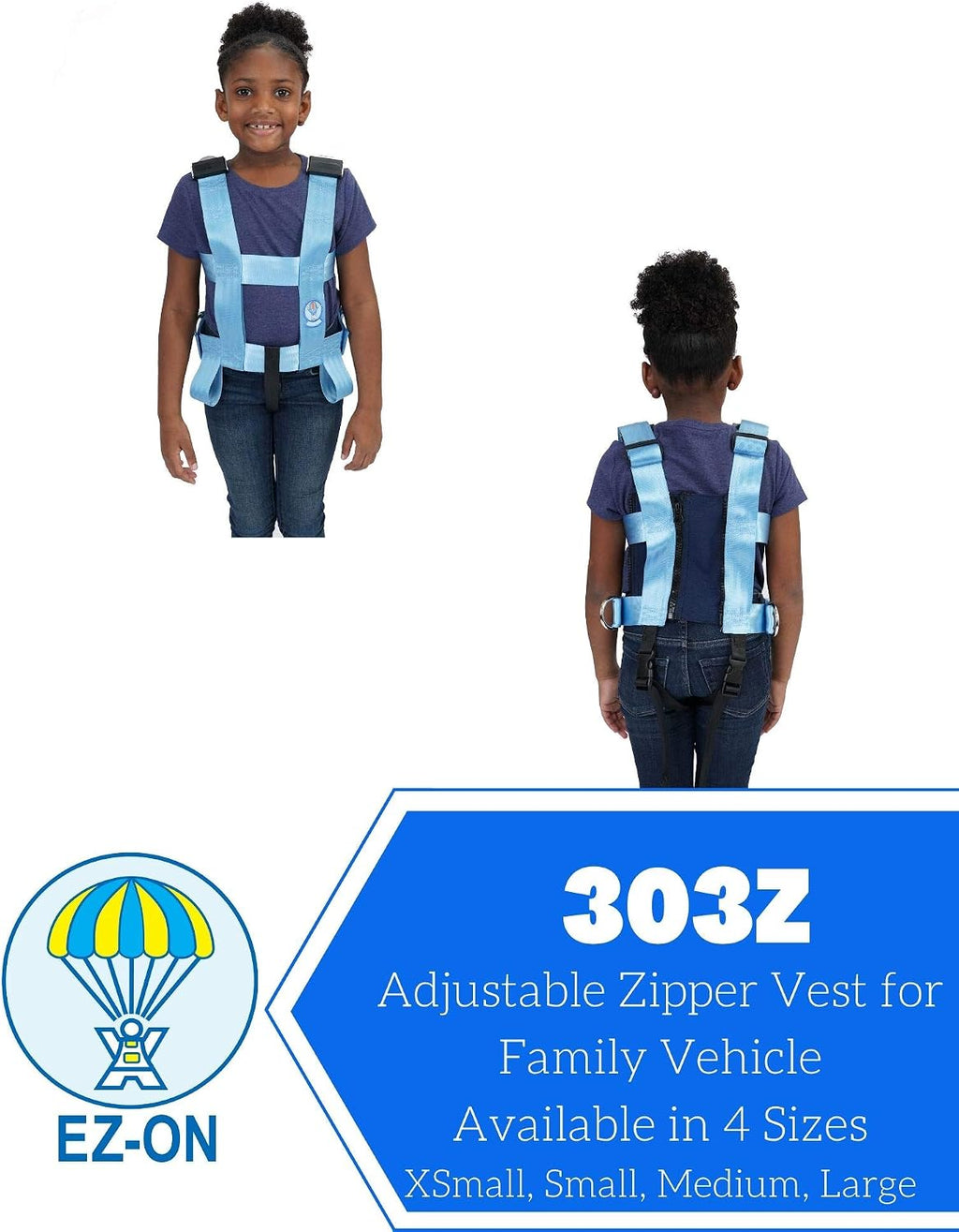 EZ-ON Products 303Z Extra-Small Rear Zipper Closure Durable Personal Vehicle User-Friendly Safety Transportation Vest with Seat Belt Loops. Meets NHTSA Regulation. Mount Sold Separately.