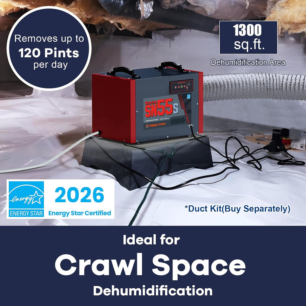 Abestorm Crawl Space Dehumidifier, 120 Pint Commercial Dehumidifiers for Basement, Industrial Dehumidifier with Drain Hose, Portable Dehumidifier Crawlspace, Auto Defrosting, 5 Years Limited Warranty