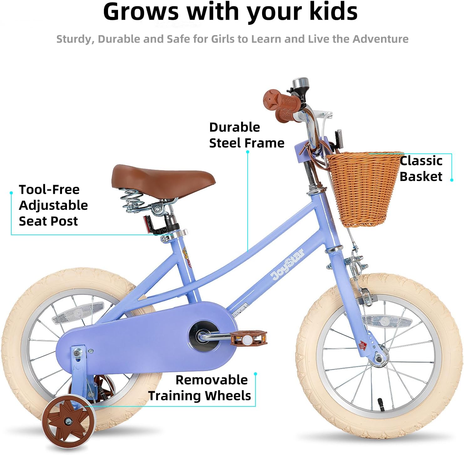 JOYSTAR Girls Bike for 2-12 Years Old Toddlers and Kids, 12' 14' 16' 18' 20' Retro Style Kids Bike with Training Wheels, 18 20 Inch Children Bicycle with Kickstand