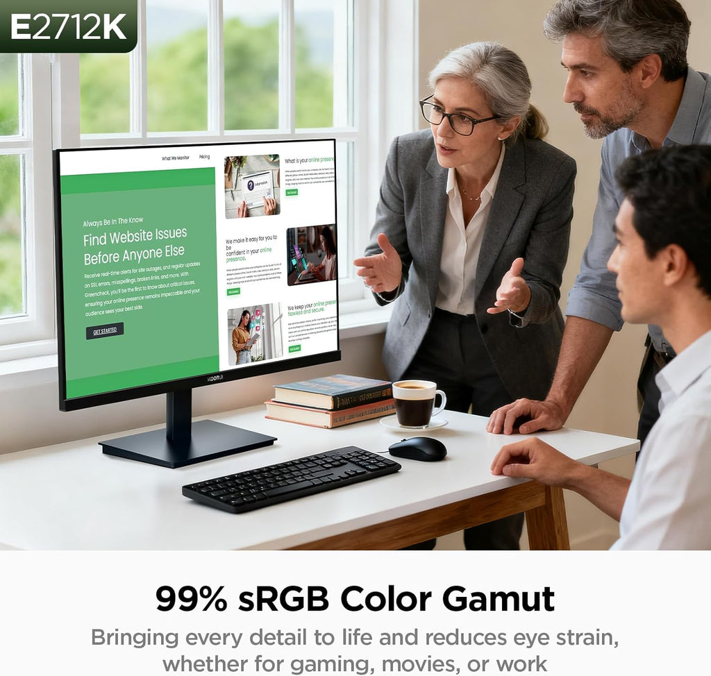 KOORUI 27 Inch Gaming Office Monitor 144Hz VA Display 4000:1 Contrast Ratio, FreeSync FHD 1080P, Eye Care TÜV Rheinland Certified, Slim Bezels, HDMI VGA Ports, Ergonomic Tilt, VESA Mount, Black