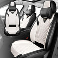 Fit for 97% of Cadillac Seat Covers, Fashion Sport Seat Cover with Waterproof Leather, Airbag Safe Design Seat Protector (5 Full Seat Luxury, Black White)