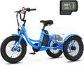 16 Inch Kids Electric Tricycle, 250W 24V Fat Tire Electric Trike, 3 Wheels Electric Bike Cruiser Bicycle, Aluminum Frame Motored Trike with Adjustable Seat and Removable Battery, Blue