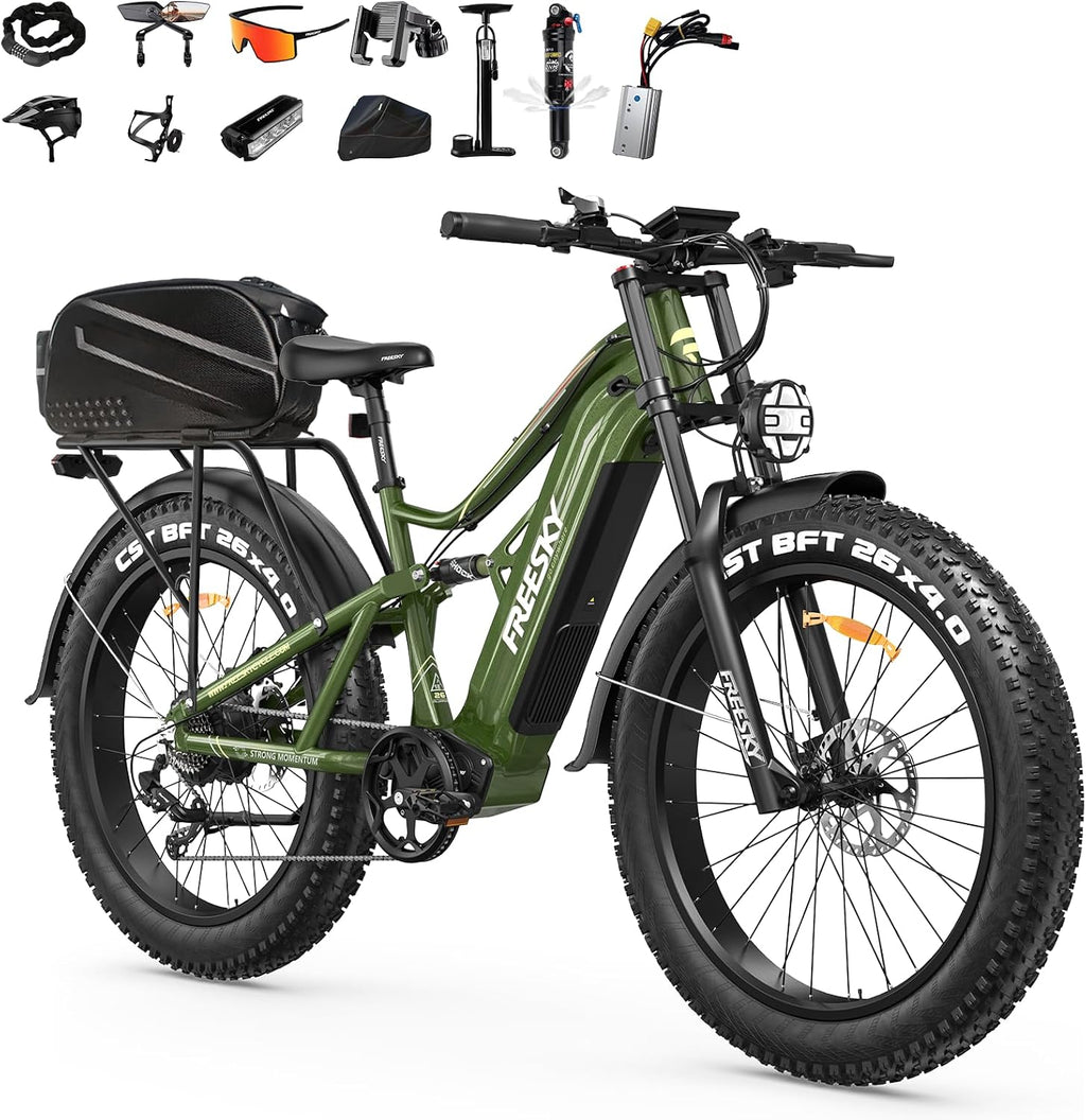 FREESKY 3500W BAFANG Motor Electric Bike for Adults, 48V 35Ah Samsung Cells Battery Ebike 140 Miles, 38+MPH, 26' Fat Tire Dirt All-Terrain Mountain E Bike, Full Suspension, UL 2849 Certified by TÜV