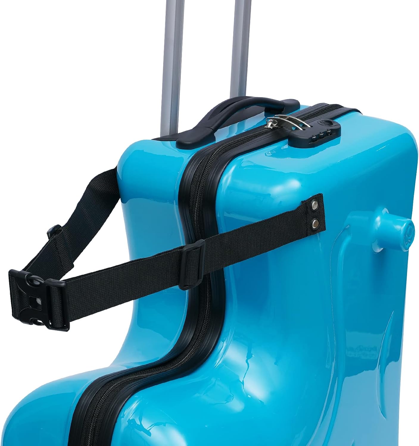 CNCEST 20'/24' Kid's Ride-on Travel Suitcase,Travel Rolling Luggage with Wheels Carry Trolley Luggage with Password Lock,Children's Ride On (20' Blue)