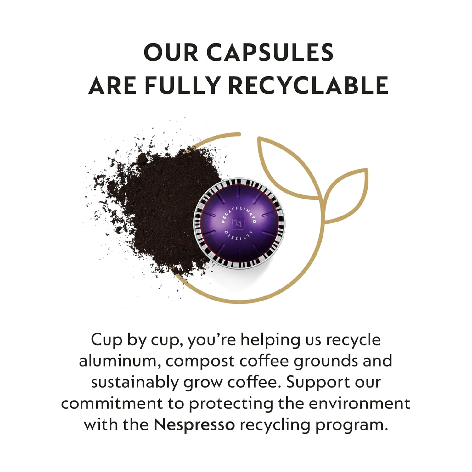 Nespresso Capsules Vertuo,Altissio Decaffeinato,Dark Roast Espresso,50-Count Espresso Pods,Brews 1.35 oz.,(Pack of 2)