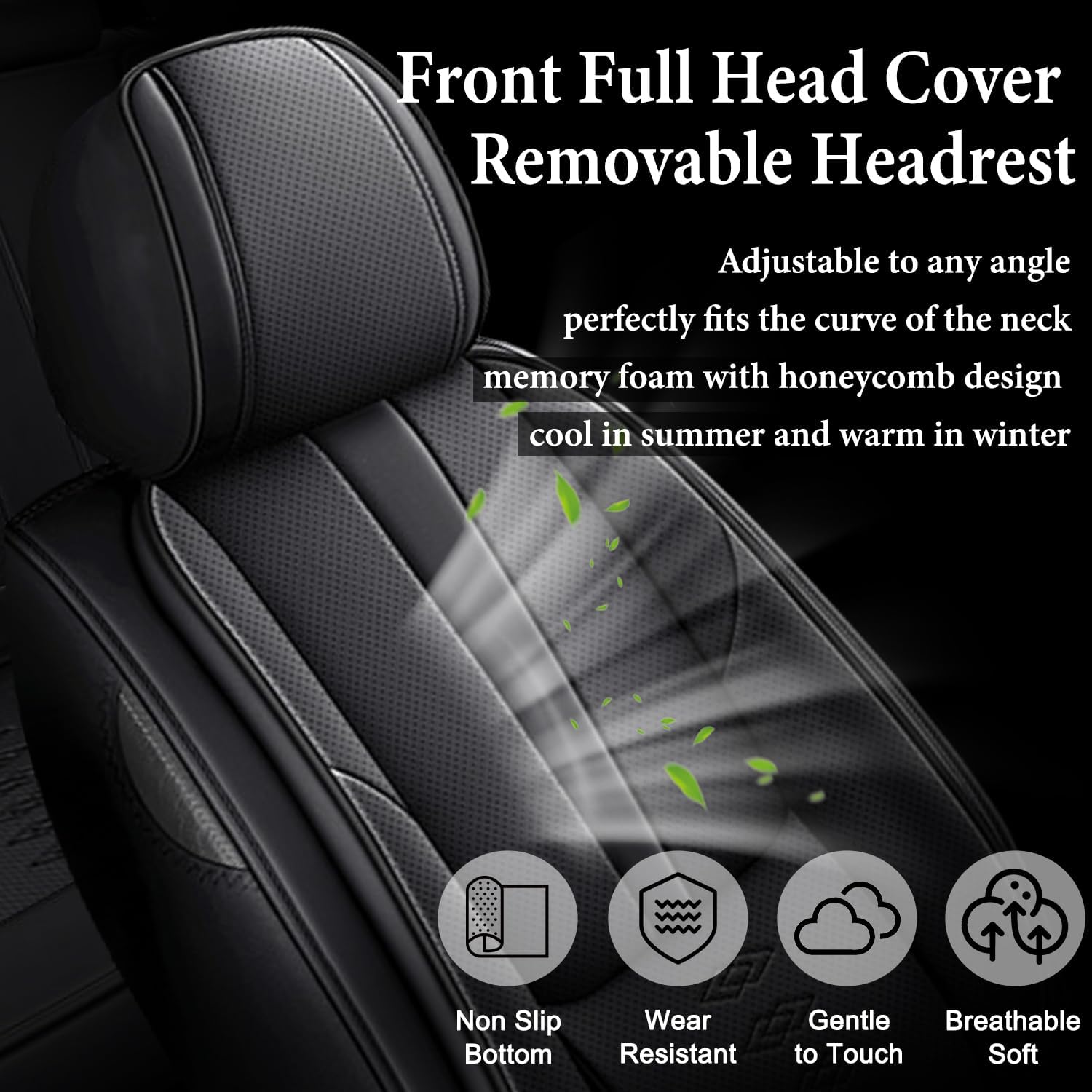 Car Seat Covers 2 Seats Fit for Mitsubishi Montero 1999-2005,Waterproof Leather Seat Covers,Airbag Compatible,Car Seat Protectors Interior Sets(2PCS with Pillows,Black)