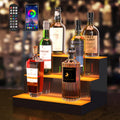 VEVOR LED Lighted Liquor Bottle Display, 3 Tiers 16 Inches, Supports USB, Illuminated Home Bar Shelf with RF Remote & App Control 7 Static Colors 1-4 H Timing, Acrylic Lighted Shelf for 12 Bottles