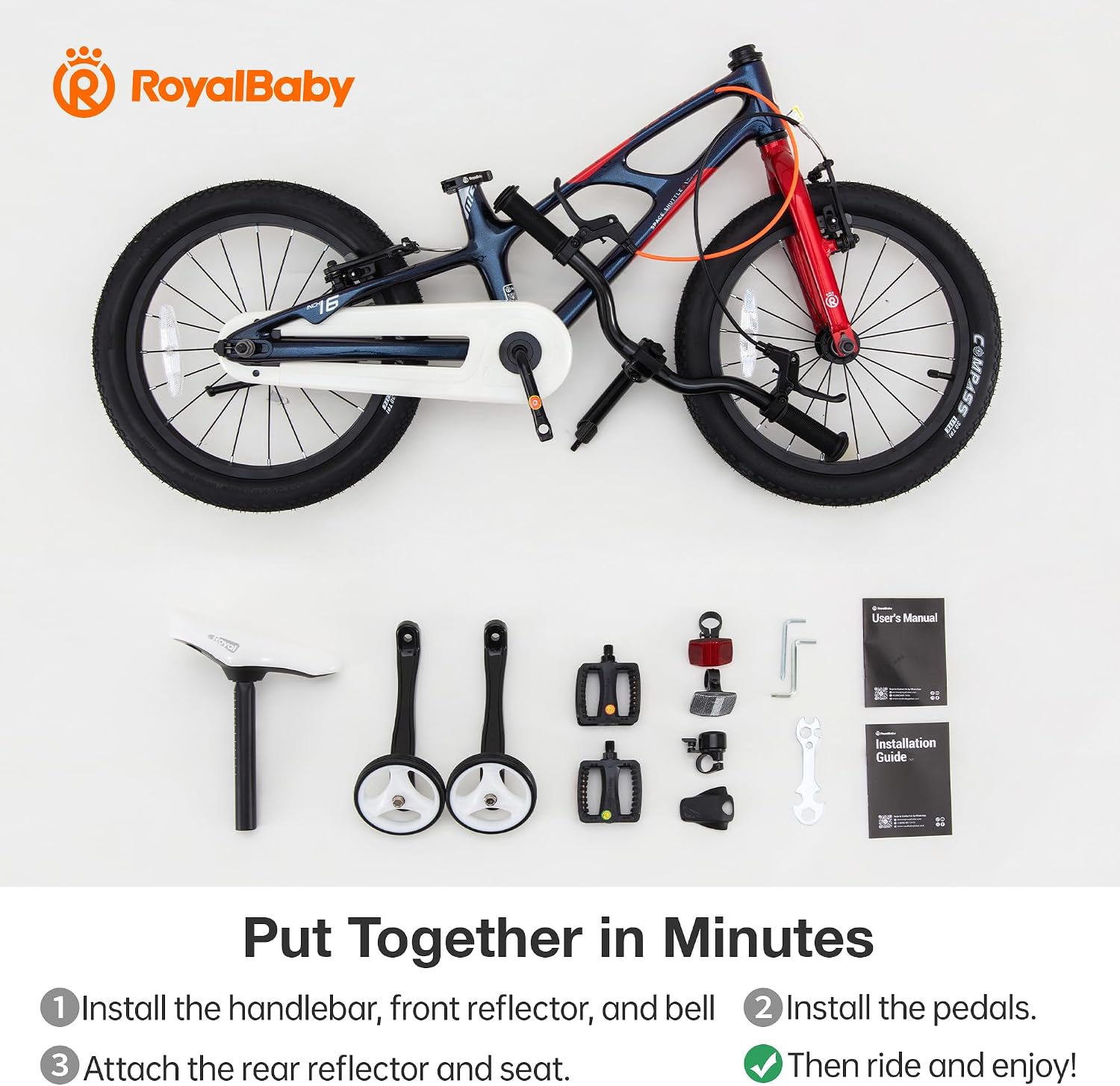 RoyalBaby Kids Bike Lightweight Magnesium Alloy, 14 16 18 Inch Children's Bicycle for Boys Girls Ages 3-9