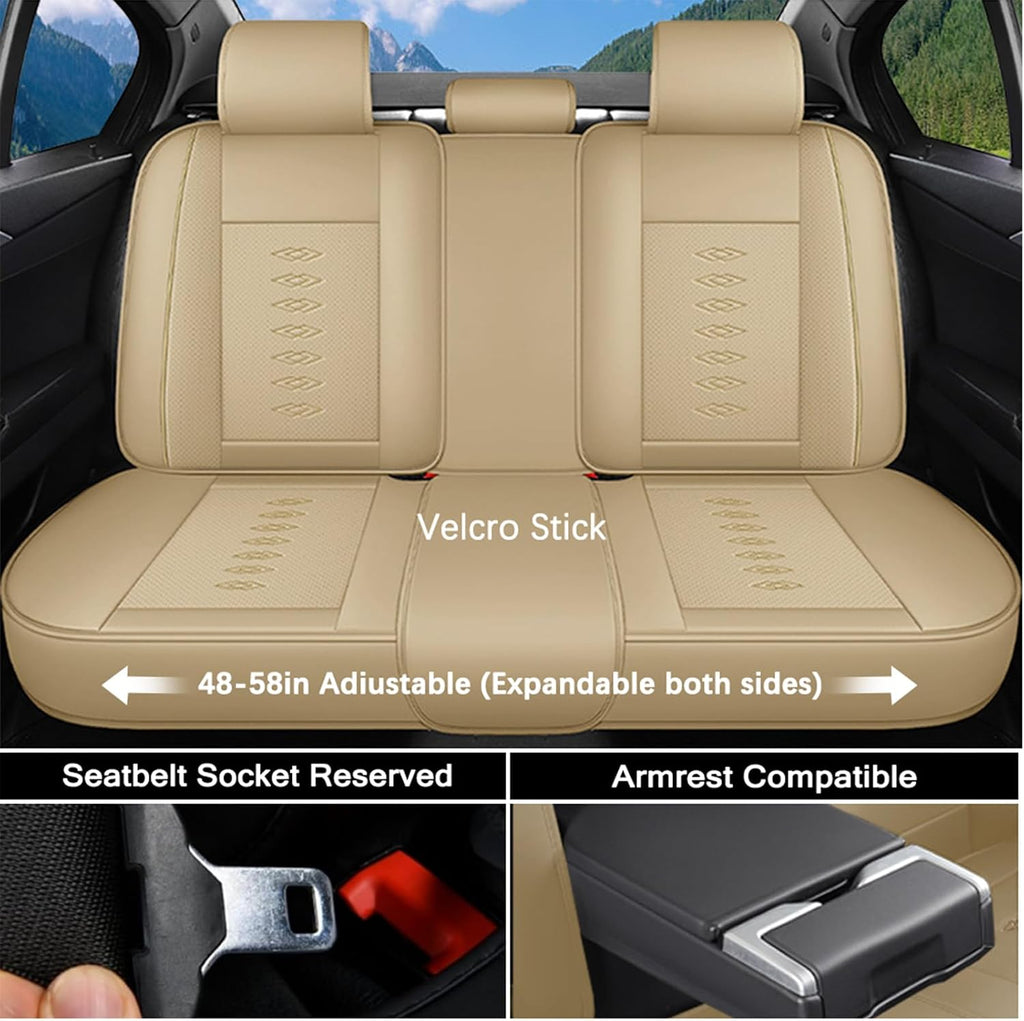 Leather Seat Covers for Lexus LS 460 2007-2017,Premium Car Seat Covers Full Set,Waterproof Car Seat Protectors with Airbag,Comfort Interior Cover Seats for Cars(Beige)