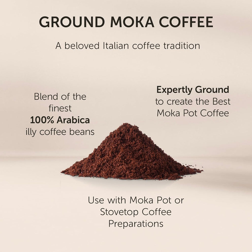 illy Ground Moka Coffee, Intenso Dark Roast, 100% Arabica, Premium Italian Coffee, Pre-Ground for Moka Pot or Stovetop Brewing, 8.8oz, 12 Pack